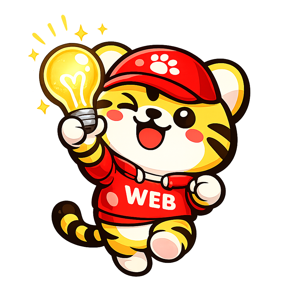 作業帽をかぶり電球を掲げるK-Unitのとらのキャラクター